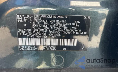 2009 Toyota Rav4 Limited из США, поврежденный, VIN 2T3BF31V99W017536